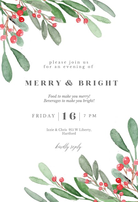 Holidays greenery - christmas invitation