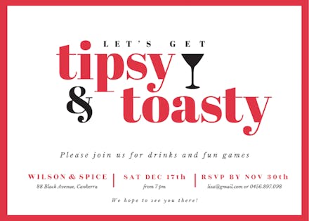 Let's Get Tipsy and Toasty - Invitación De Navidad