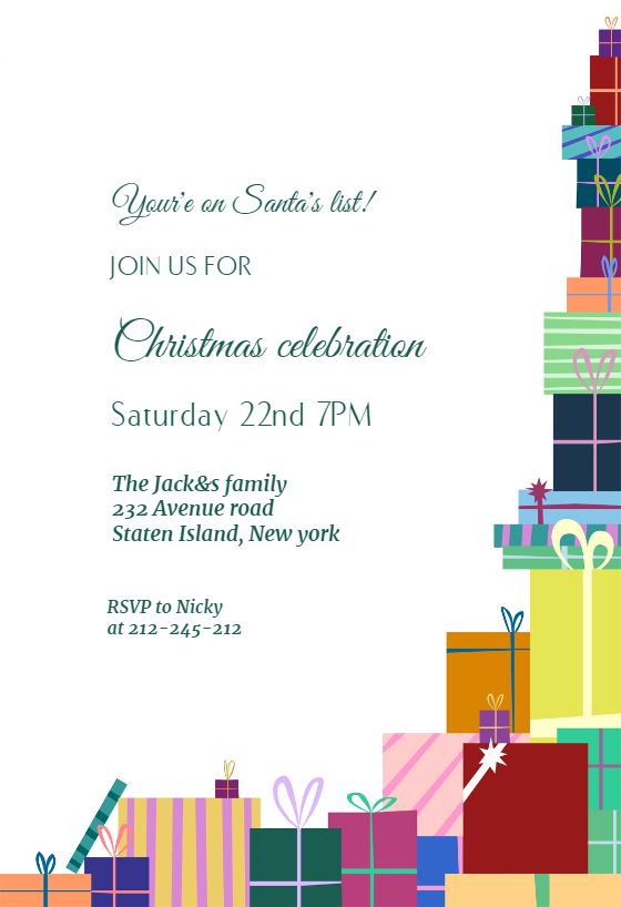 Lots Of Presents - Christmas Invitation Template (free) 