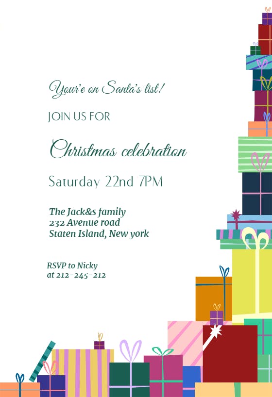 Lots Of Presents - Christmas Invitation Template (Free) | Greetings Island