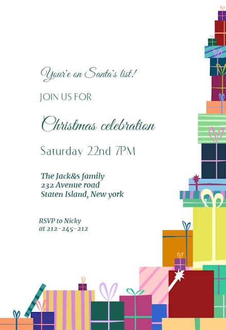 Lots of Presents - Christmas Invitation