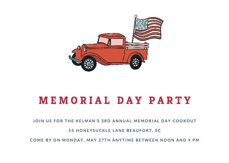 Memorial day cookout - memorial day invitation