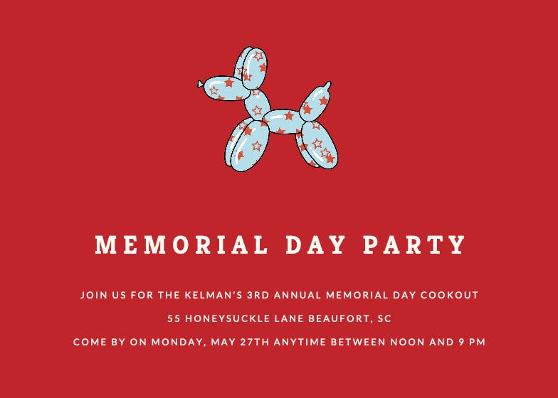 Memorial day cookout - invitación para día festivo