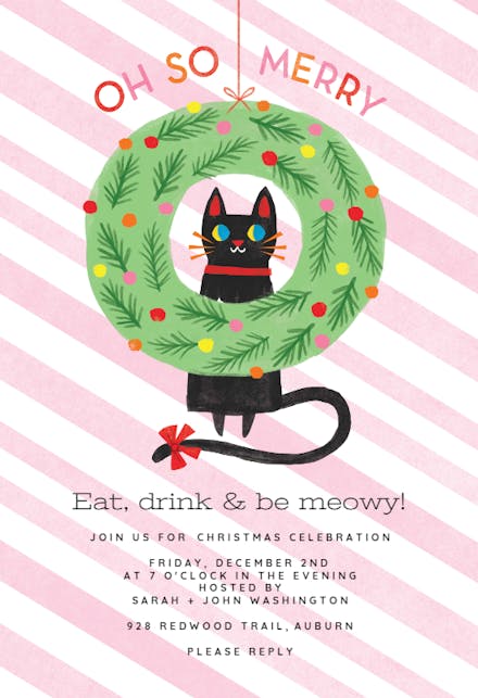 Merry cat - Christmas Invitation
