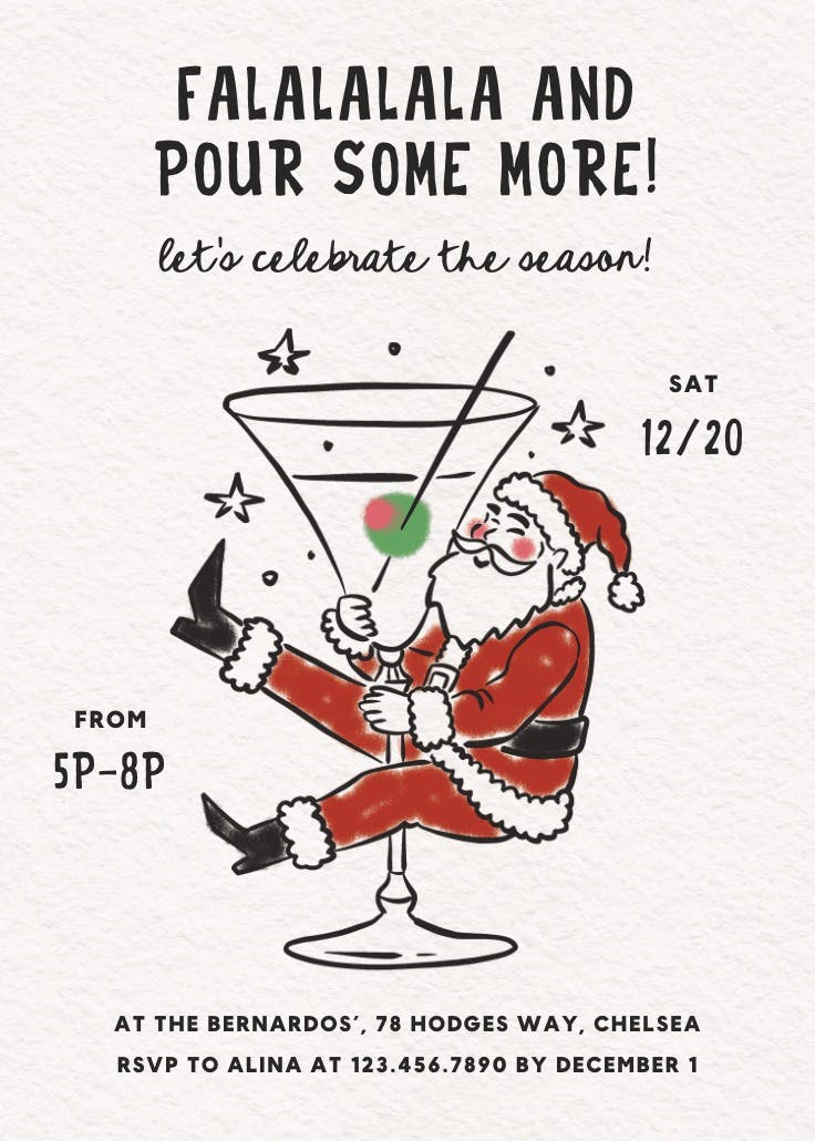 Merry martini - invitación de navidad