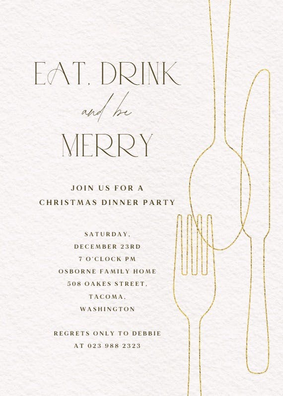 Minimalist cutlery - christmas invitation