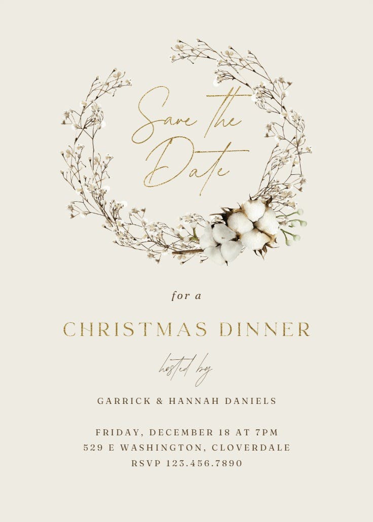 Minimalist winter watercolor florals - christmas invitation