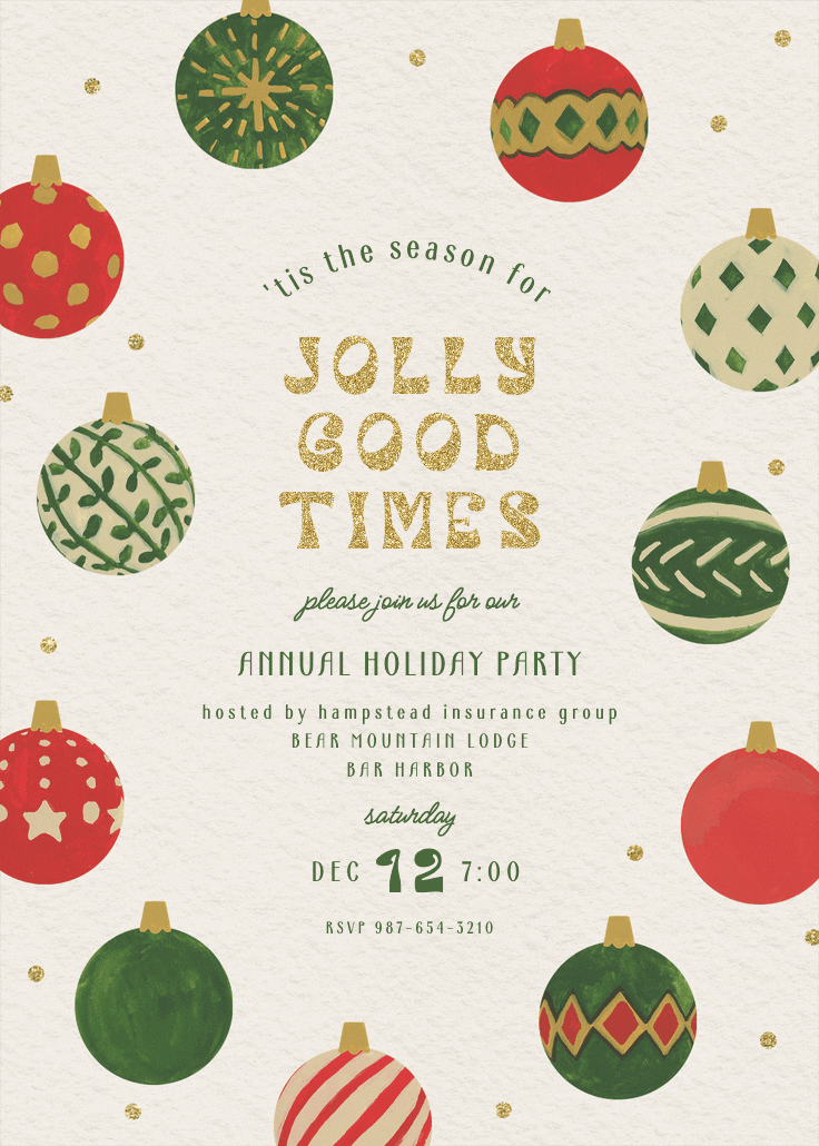 Mod ornaments - christmas invitation