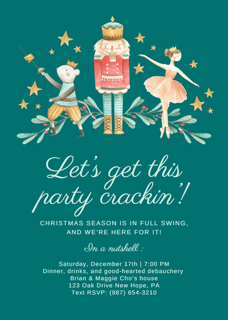 Nutcracker Christmas Invitation Template Greetings Island