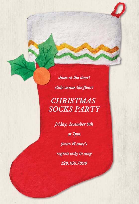 One sock - christmas invitation