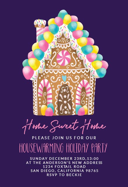 Pastel candy house - Christmas Invitation