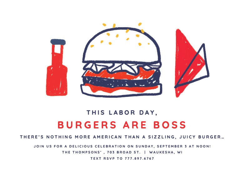 Patriotic burgers - invitación para día festivo