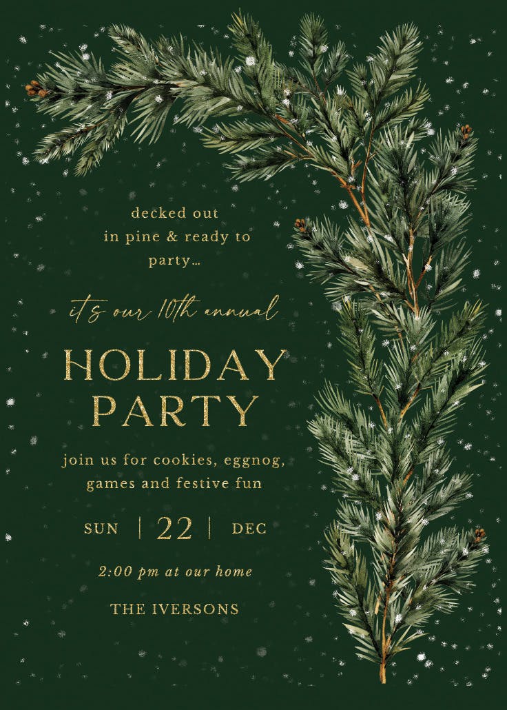 Pine sprigs - holidays invitation