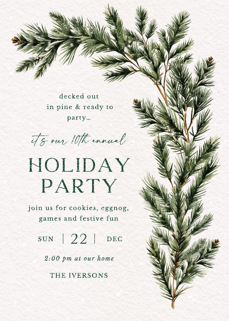 Pine sprigs - christmas invitation