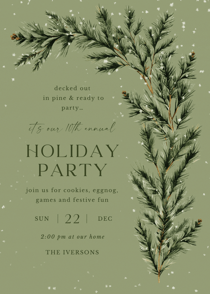 Pine sprigs - christmas invitation