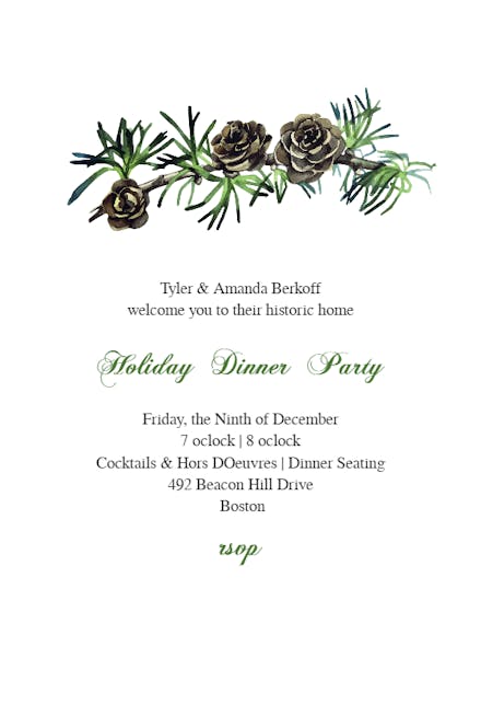 Pinecone Print - Christmas Invitation