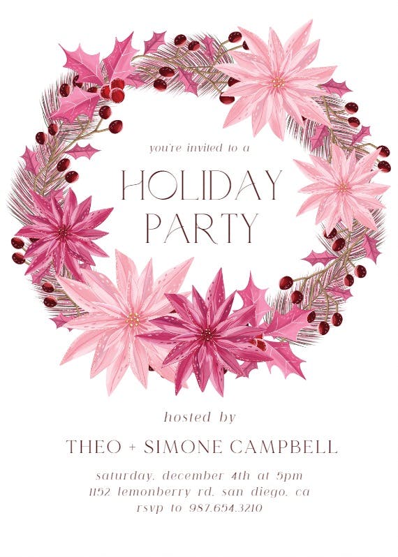 Pink christmas - party invitation