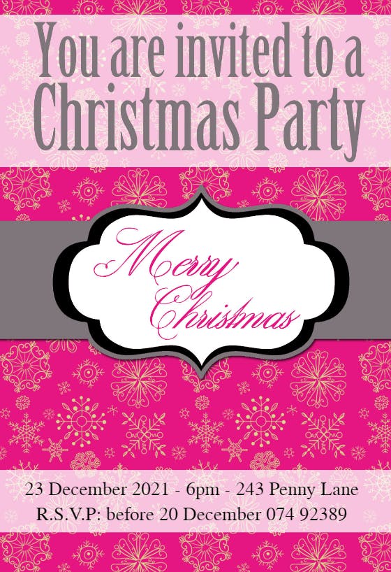 Pink snow flakes - christmas invitation