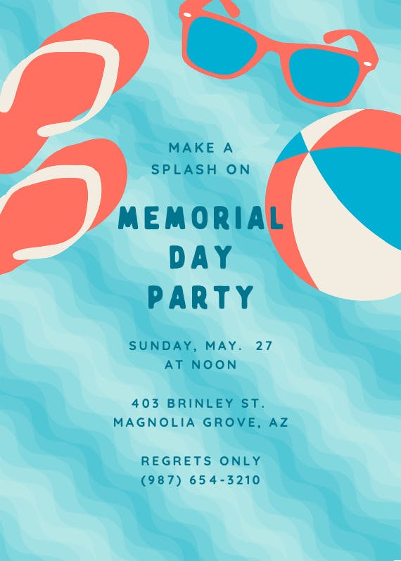 Pool & splash - memorial day invitation