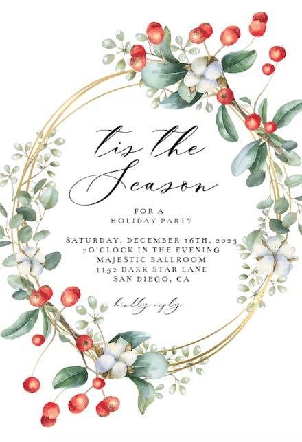 Red Fruits Frame - Christmas Invitation