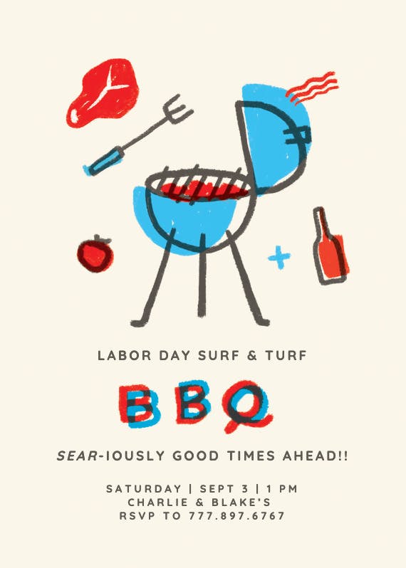 Retro bbq - labor day invitation