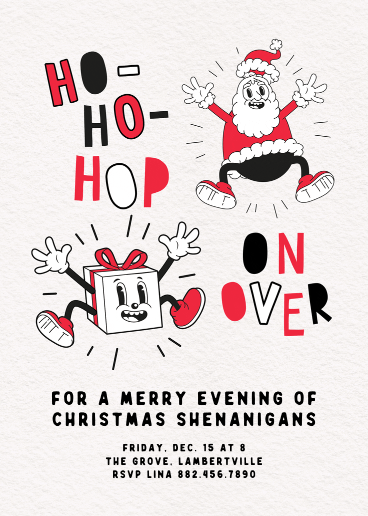 Retro cheer - invitación de navidad