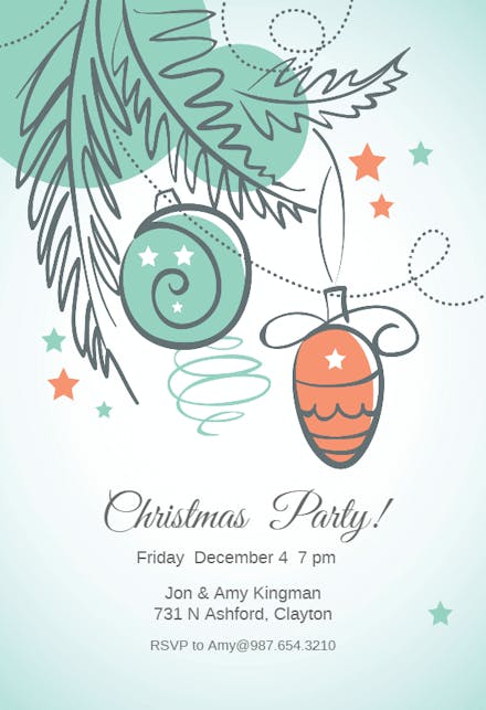 Retro Ornaments - Christmas Invitation