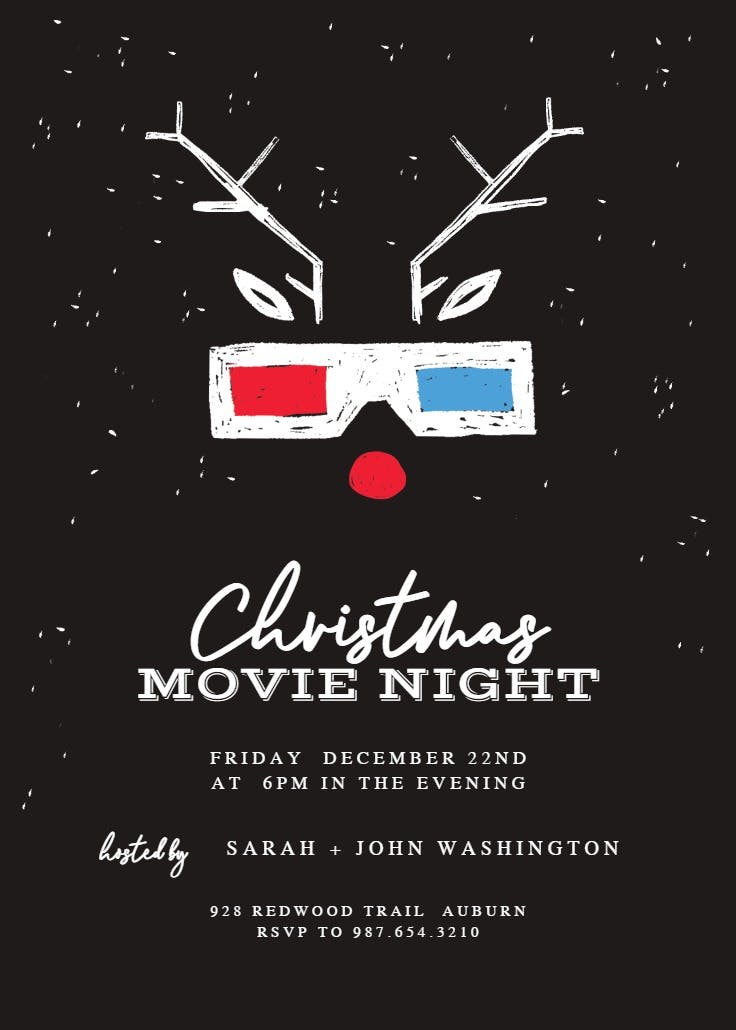 Rudolph movie night - christmas invitation