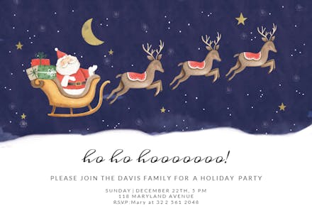 Santa and sleigh - Christmas Invitation