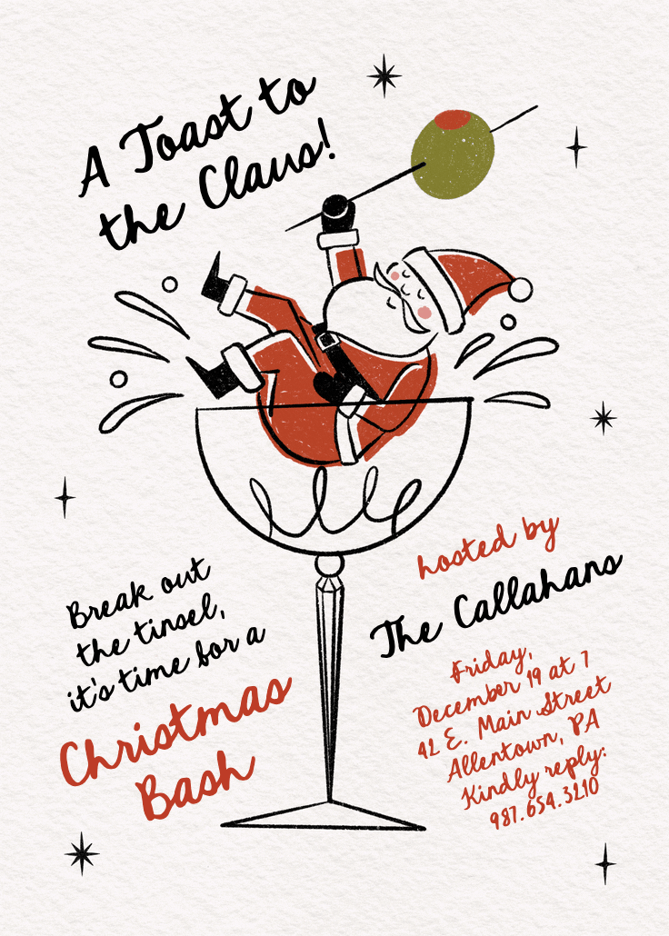 Sippin' with santa - christmas invitation