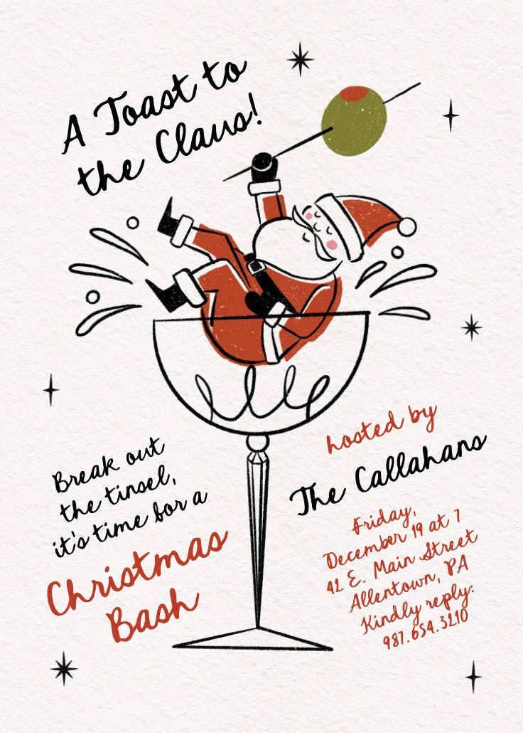 Sippin' with santa - invitación de navidad
