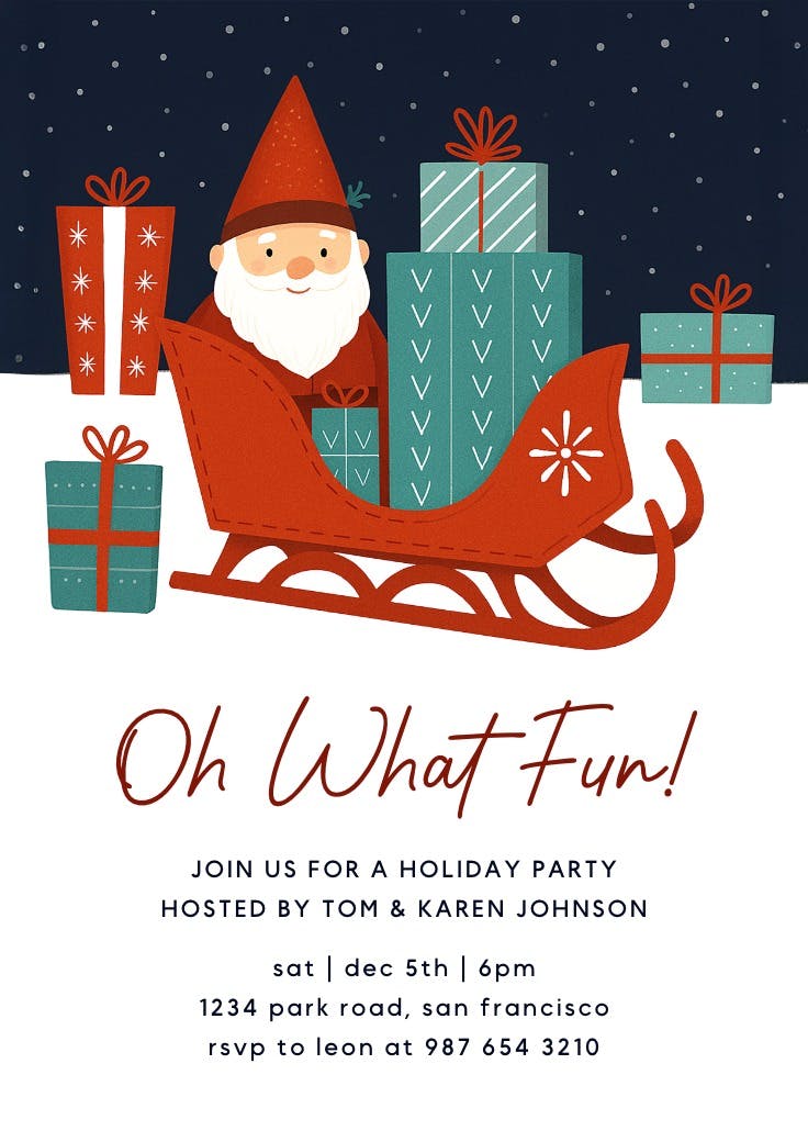 Sleigh ride - invitación de navidad