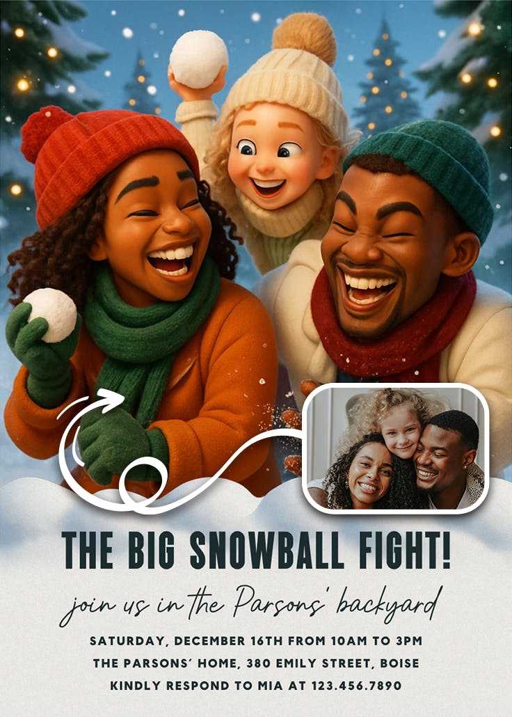 Snowball fight - christmas invitation