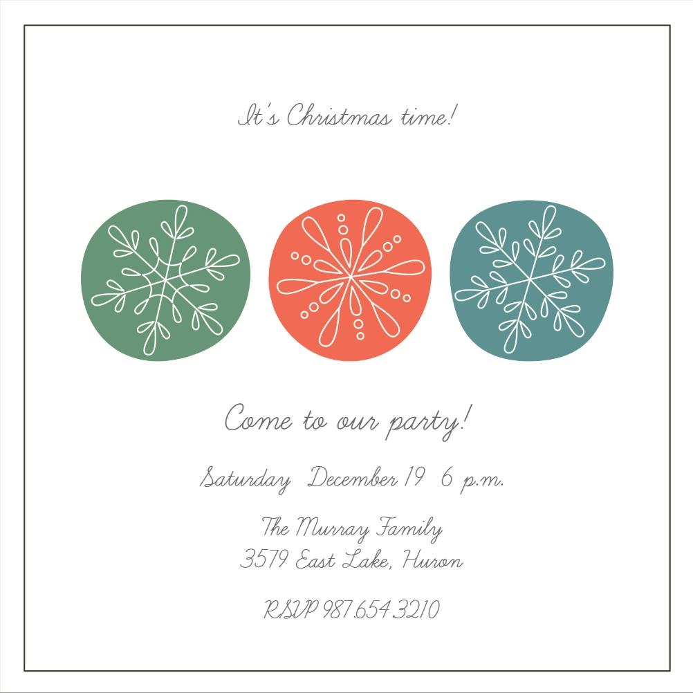 Snowflake trio - christmas invitation