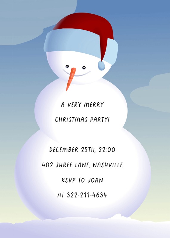 Snowman - Christmas Invitation Template (Free) | Greetings Island