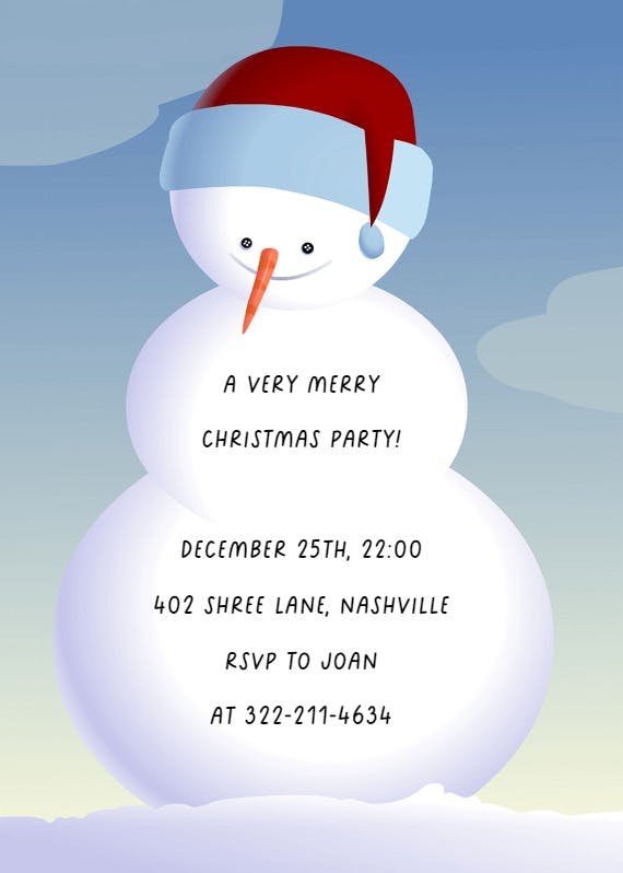 Snowman -  invitación para día festivo