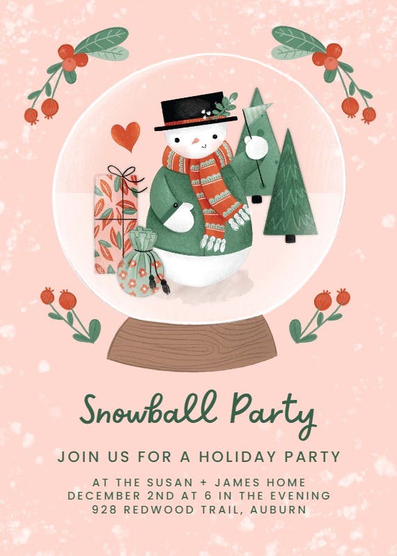 Snowman in christmas ball - christmas invitation
