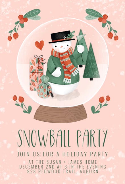 Snowman in Christmas ball - Christmas Invitation