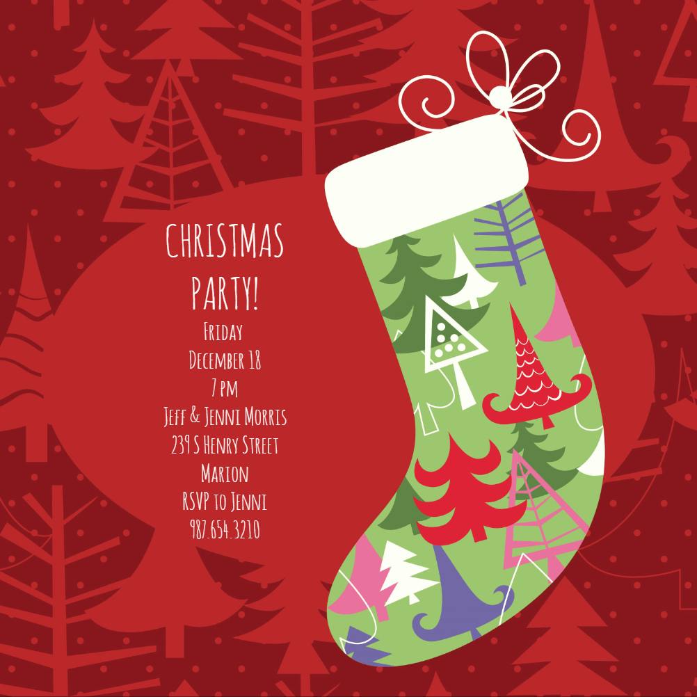Stylish stocking - invitación de navidad