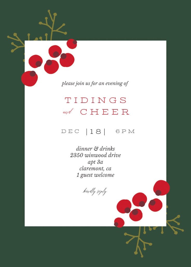 Tidings and cheer - christmas invitation