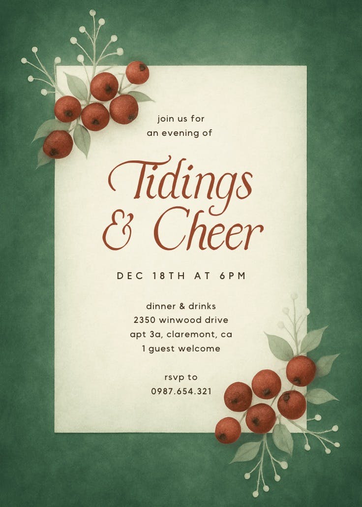 Tidings and cheer - invitación de navidad