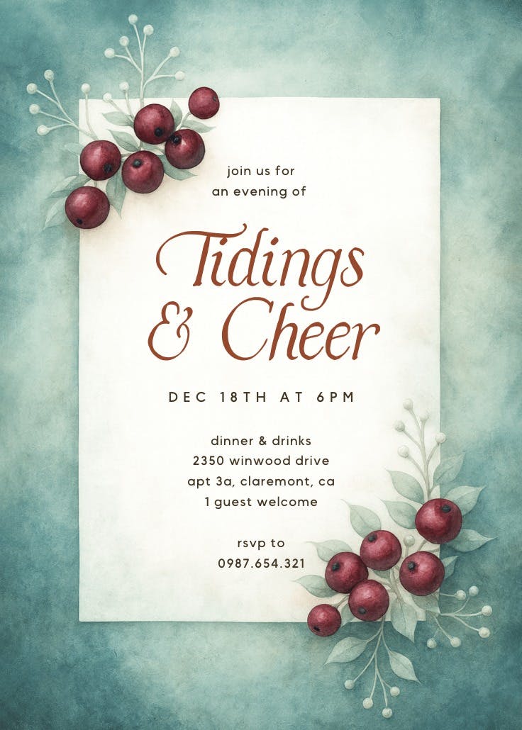 Tidings and cheer - christmas invitation