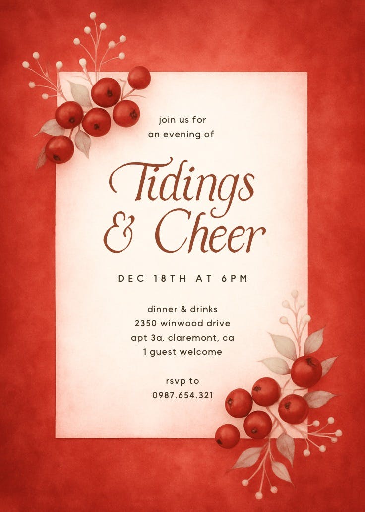 Tidings and cheer - christmas invitation