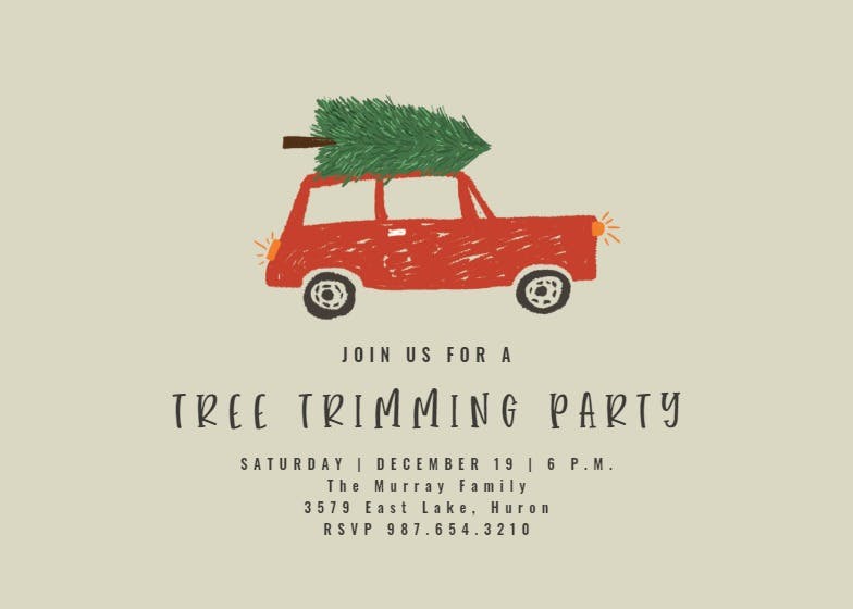 Tree on a car -  invitación de navidad