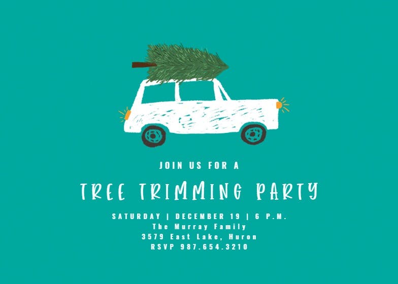 Tree on a car -  invitación de navidad