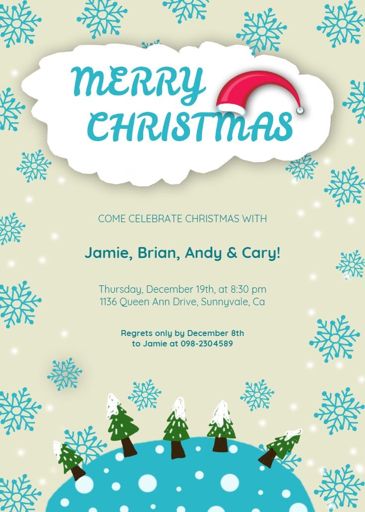 Trees and snow - christmas invitation