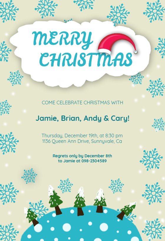 Trees and snow - christmas invitation