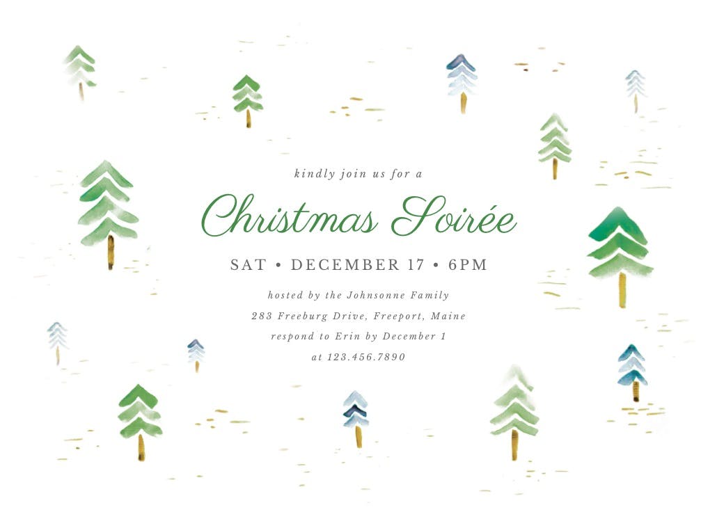 Watercolor forest - christmas invitation