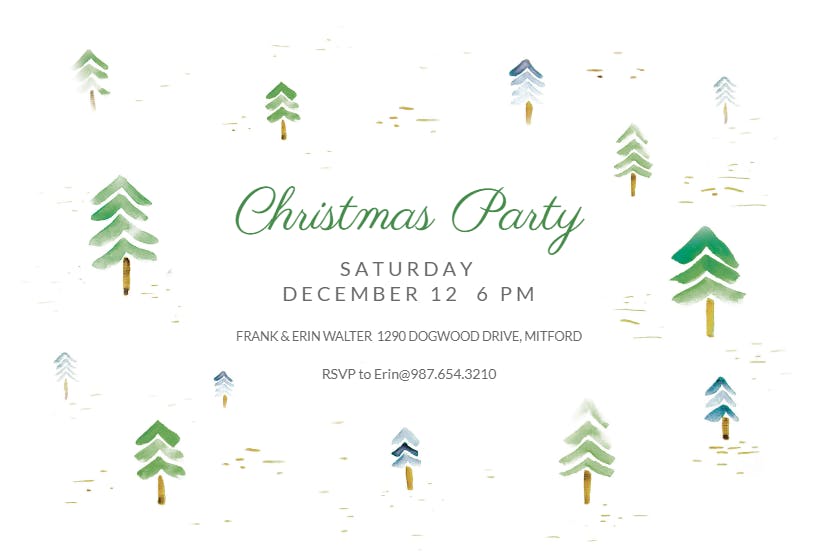 Watercolor forest - christmas invitation