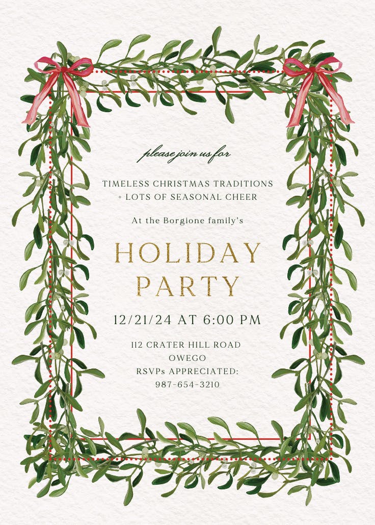 Watercolor wreath - holidays invitation